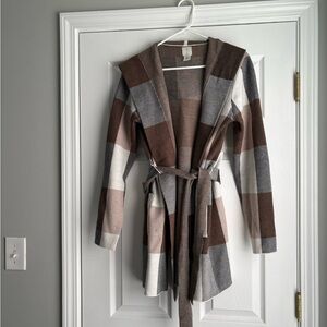 Joie Brown & Cream Knit Cardigan